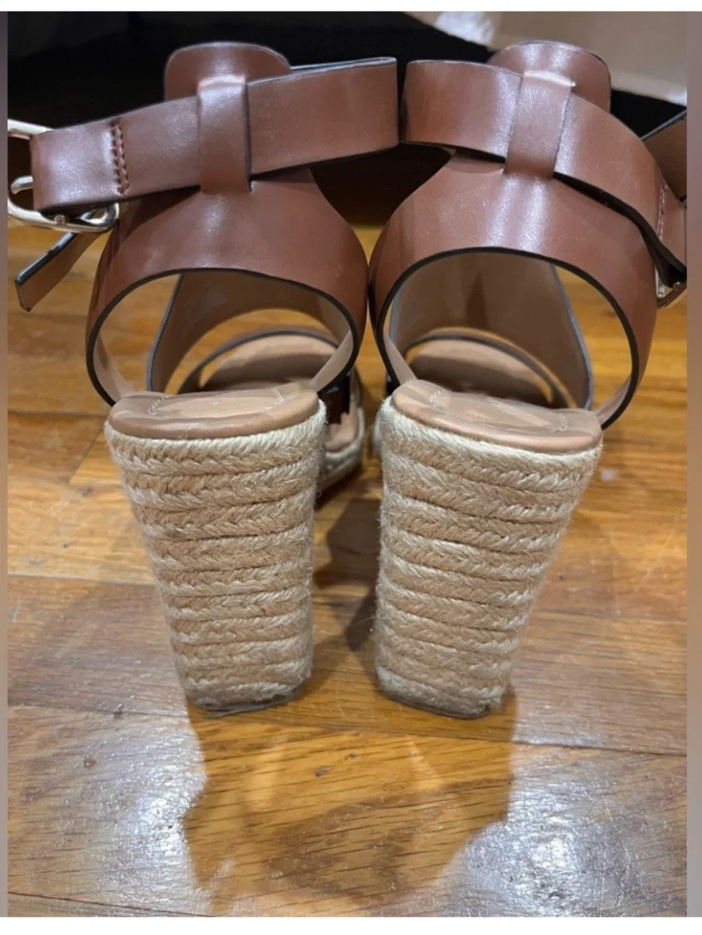 Zara Brown Wedge Espadrille Sandals